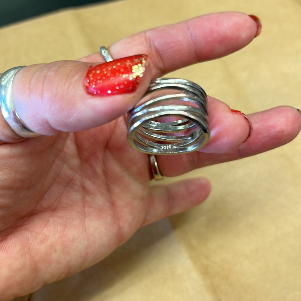 Sterling Silver Statement Ring 9.5 Stack Style S9… - image 6